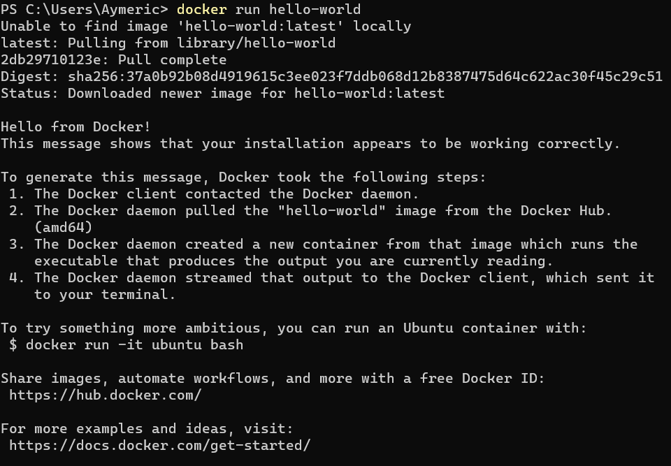 Installation de Docker sur Windows 10