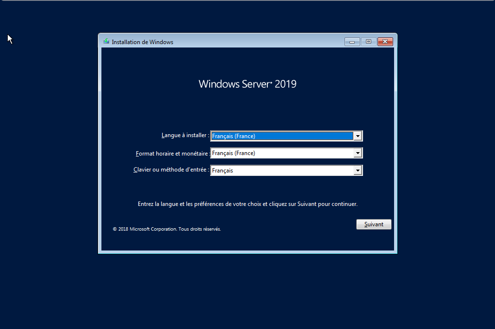 Installer Windows Serveur