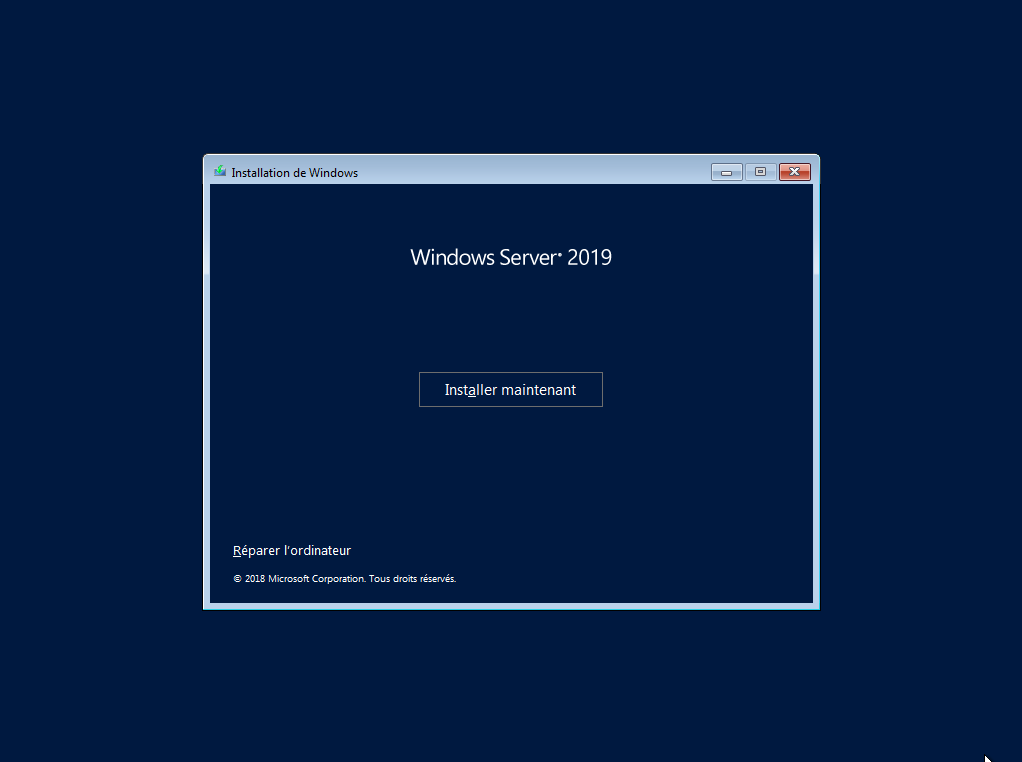 Installer Windows Serveur