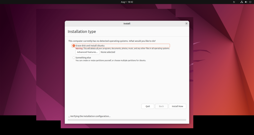 Ubuntu, type d'installation